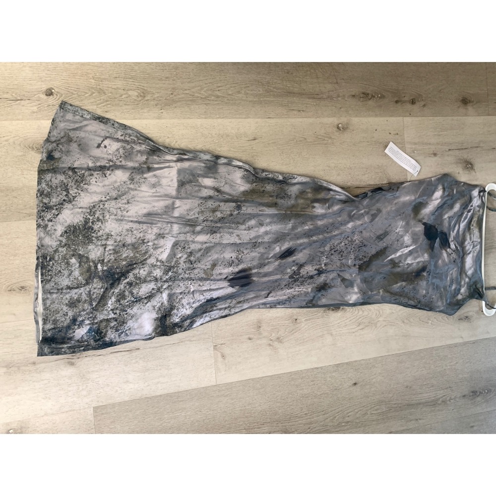 Topshop Cowl Neck Abstract Marble Print Midi Dress Grey Blue US 4 F105977 - Picture 10 of 11
